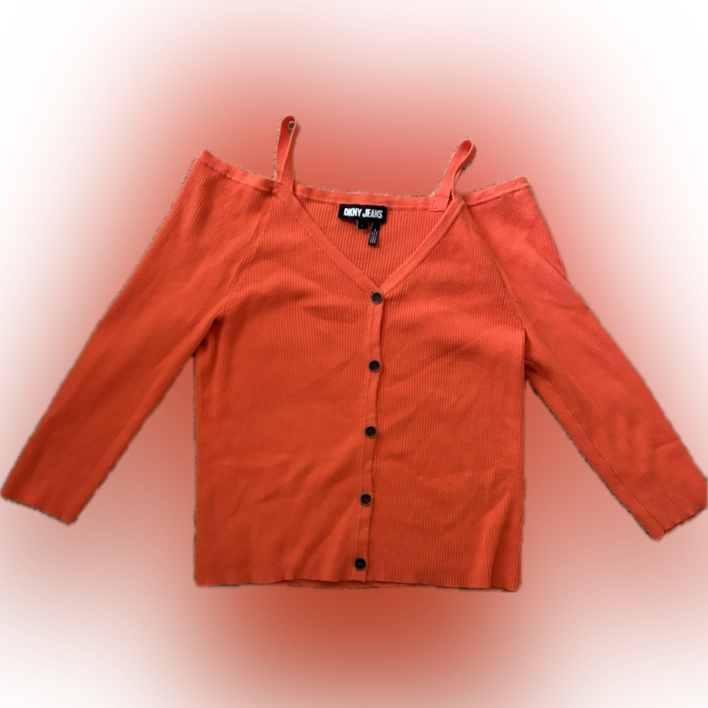 DKNY Off-the-Shoulder Orange Sweater